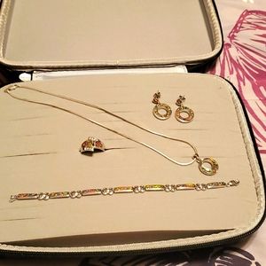 Fire opal set..stunning..ring..earrings..necklace and bracelet